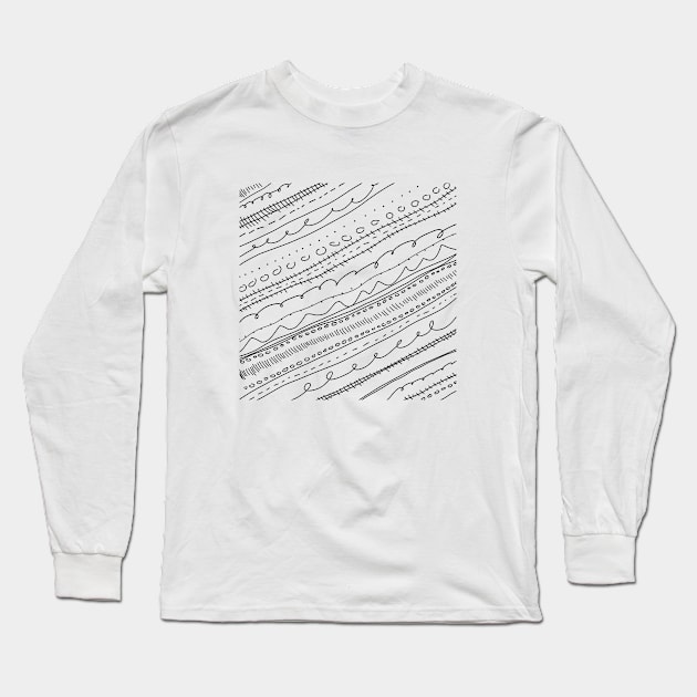 pattern, black and white, different, strokes Long Sleeve T-Shirt by tomsacrylicart